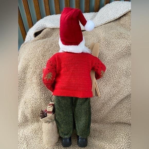 NWT Santa in Red Sweater with Lantern, Skis and Burlap Sack, 18” - Picture 6 of 6